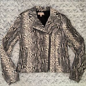 Philosophy Women's Snake Print Faux Leather Vegan Moto Jacket Small Like New!